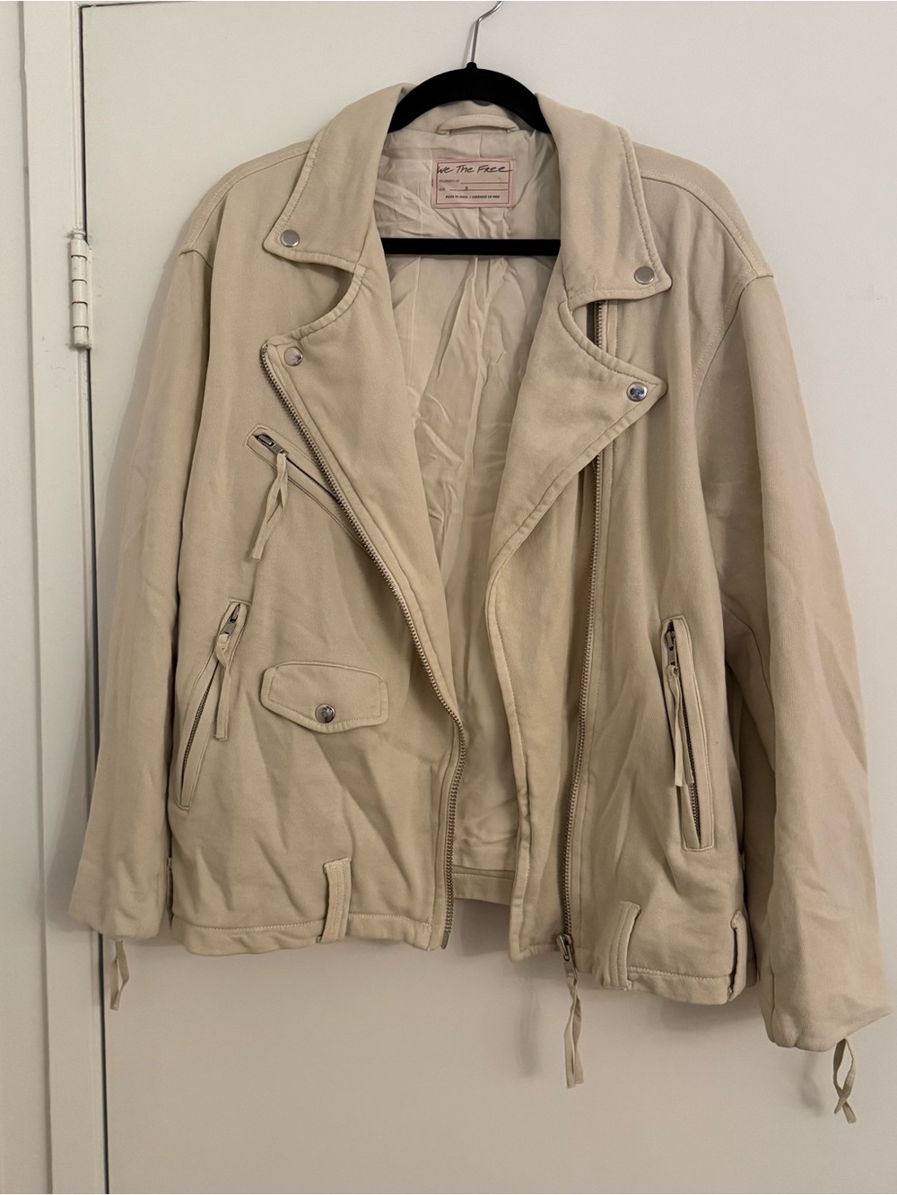 Free People Cream Biker Jacket